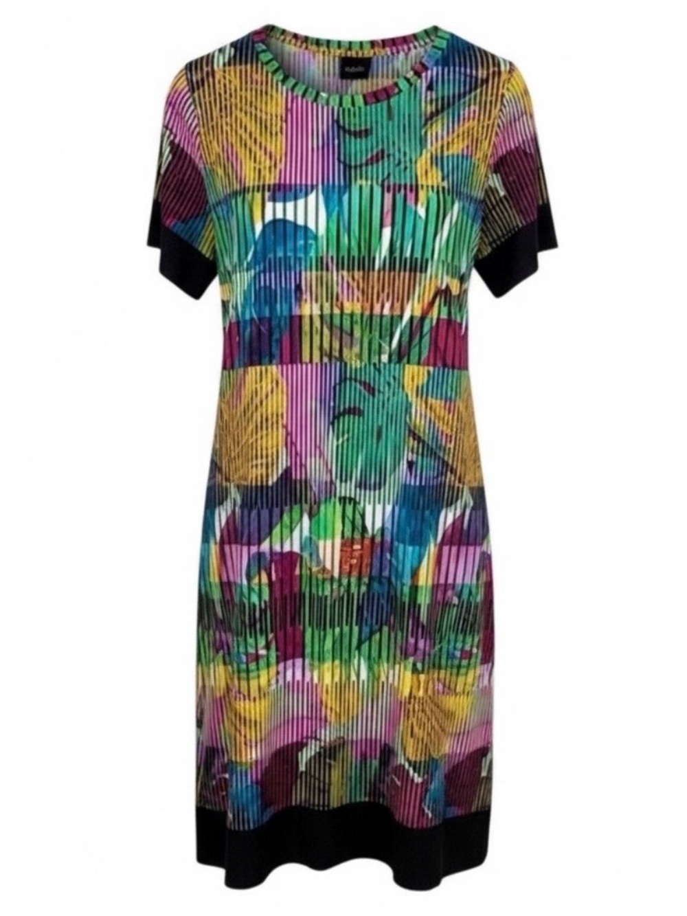 Rafaella Women's Mid Weight Drapey Short Sleeve Multicolor Midi Dress Size XL